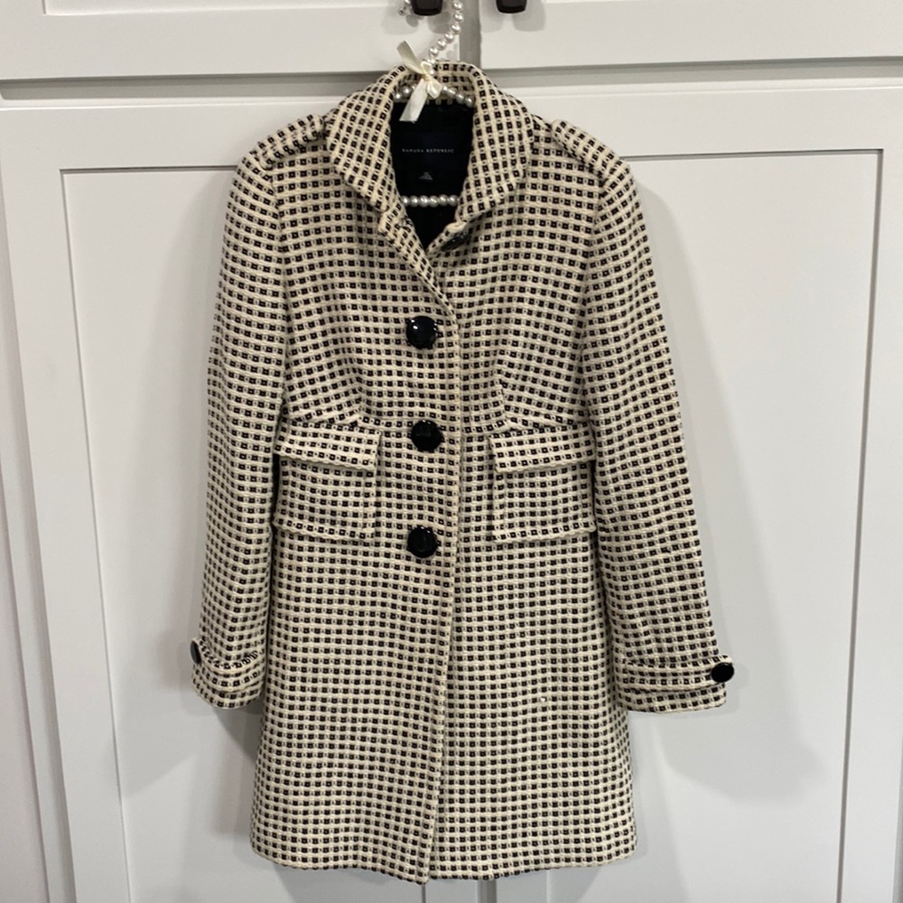 Banana Republic black & white tweed Peacoat Size XS🖤🤍🖤